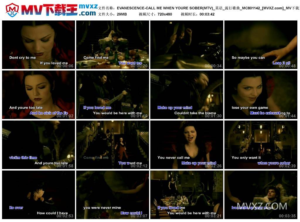 EVANESCENCE-CALL ME WHEN YOURE SOBER(MTV)_英语_流行歌曲_MC801142